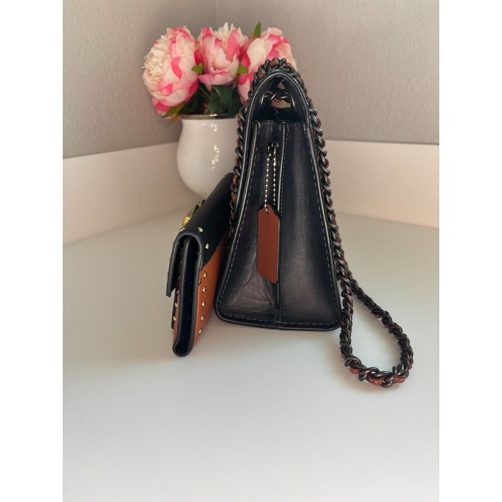 Coach Parker Tea Rose Signature Colorblock Shoulder bag &Wallet Blue Black Gold - Picture 3 of 11
